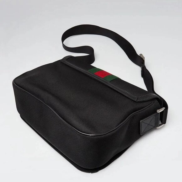 Gucci Black Canvas Techno Web Flap Messenger Bag - Picture 6 of 10